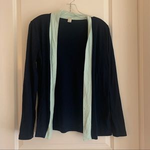 J CREW Mint green and Navy Blue Cardigan XS